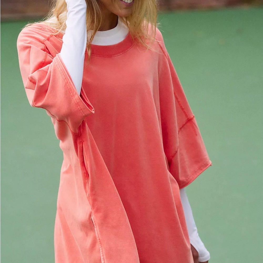 FP Movement by Free People Oversized Short Sleeve Tee in Coral